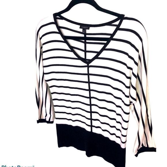 Talbots Black and White Striped Sweater - Picture 1 of 4